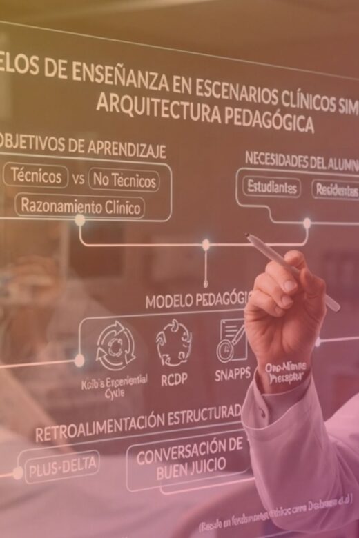 Profesor explica modelos de enseñanza en escenarios clínicos simulados.